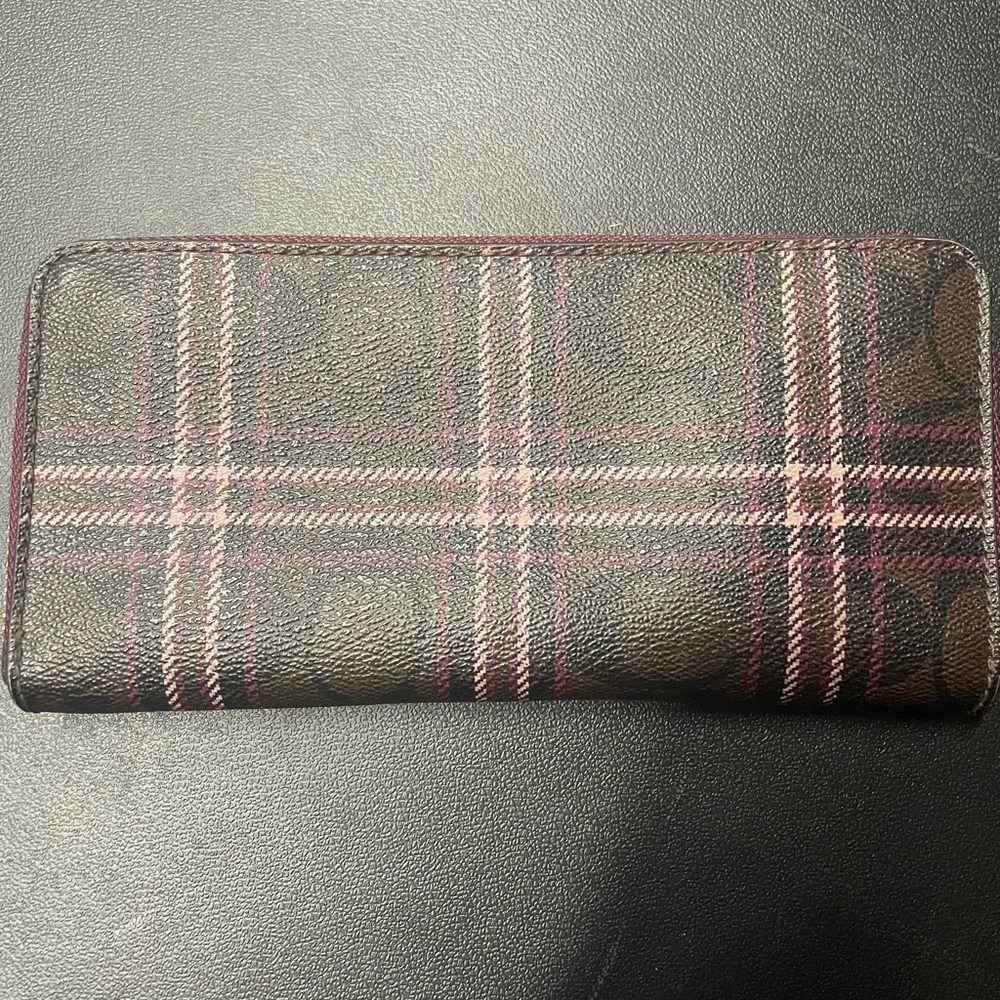 Coach Plaid Wallet - Brown and Pink - Picture 4 of 9